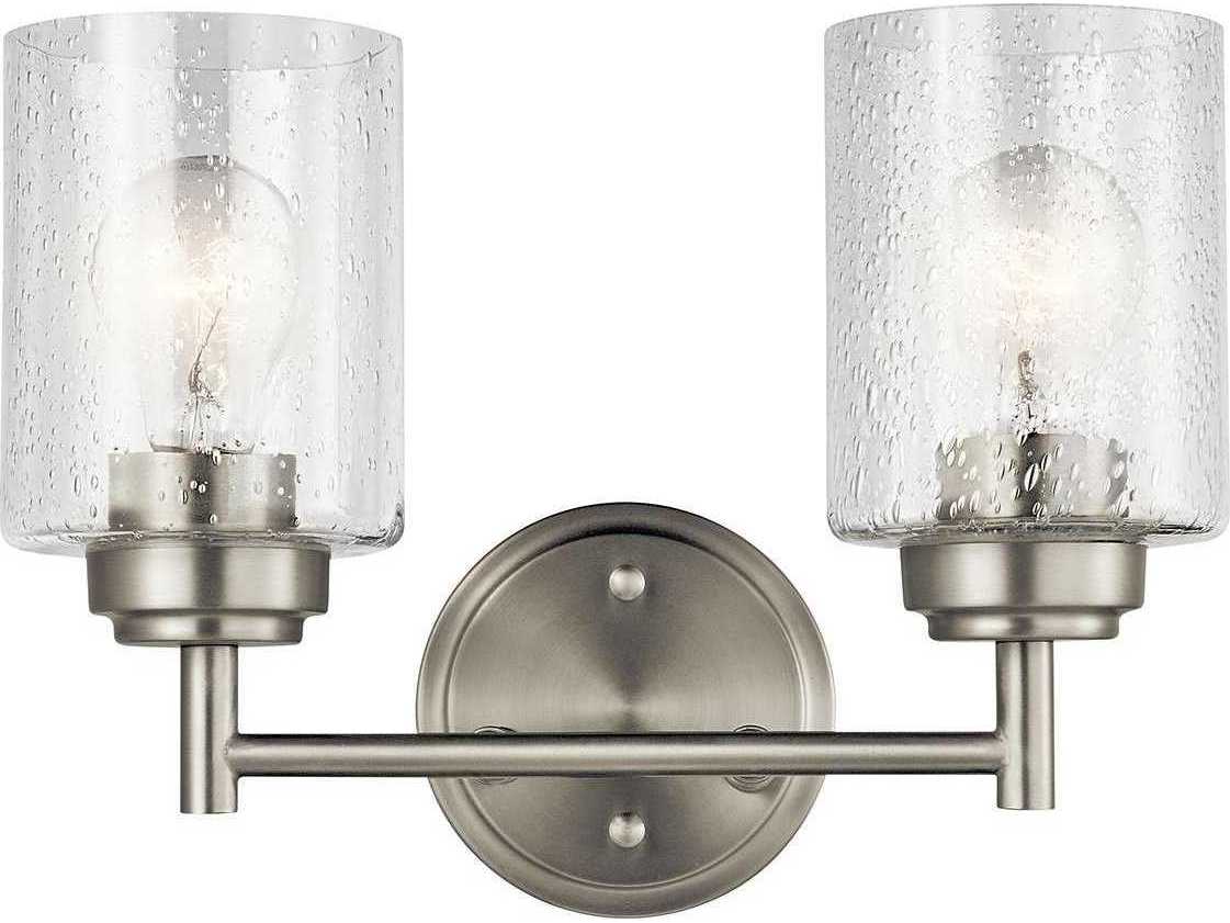 Kichler Winslow 2-Light Brushed Nickel Glass Vanity Light