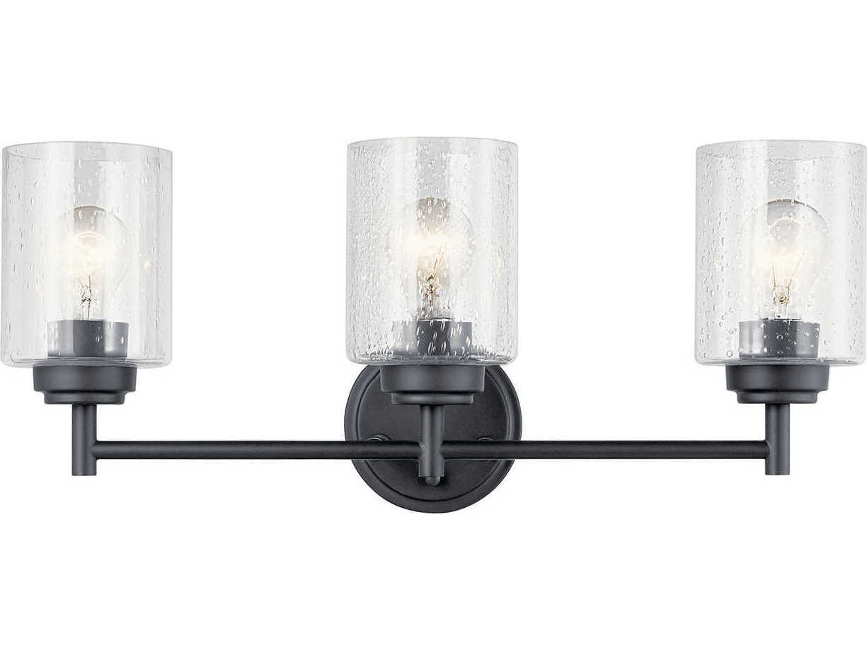 Kichler Winslow 3-Light Black Glass Vanity Light
