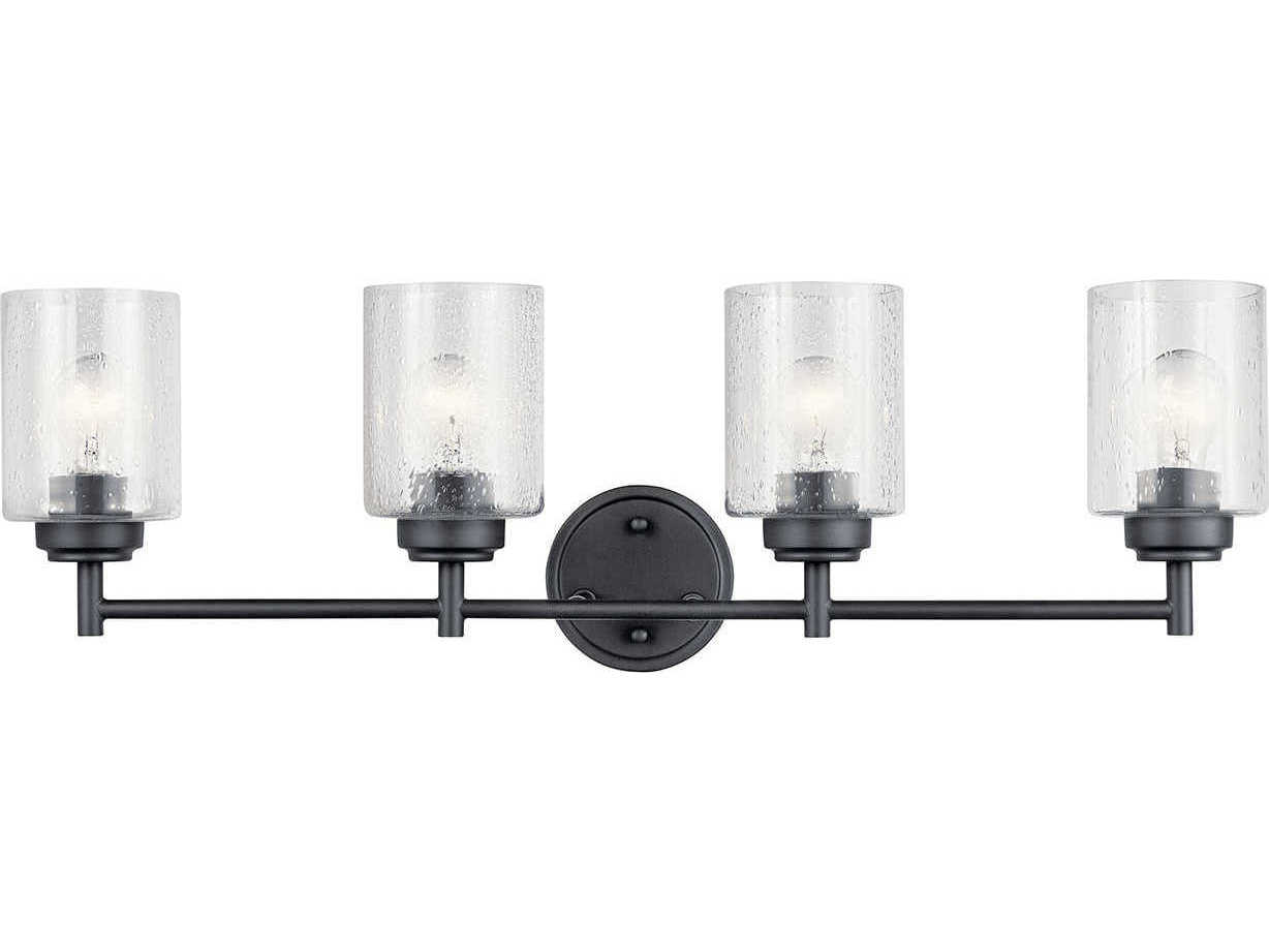 Kichler Winslow 4-Light Black Glass Vanity Light