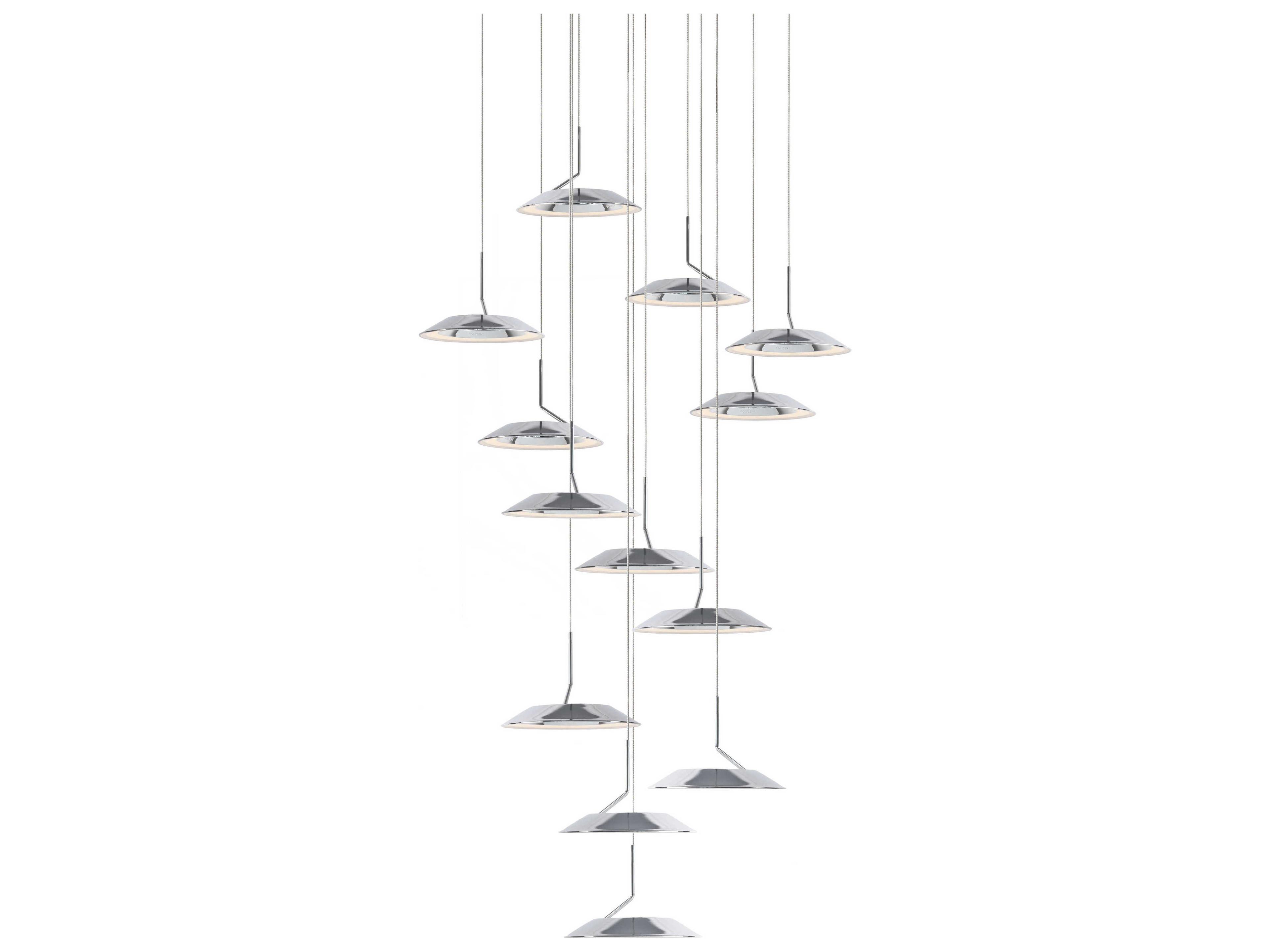 Koncept Royyo 13-Light Chrome Matte White LED Round Pendant