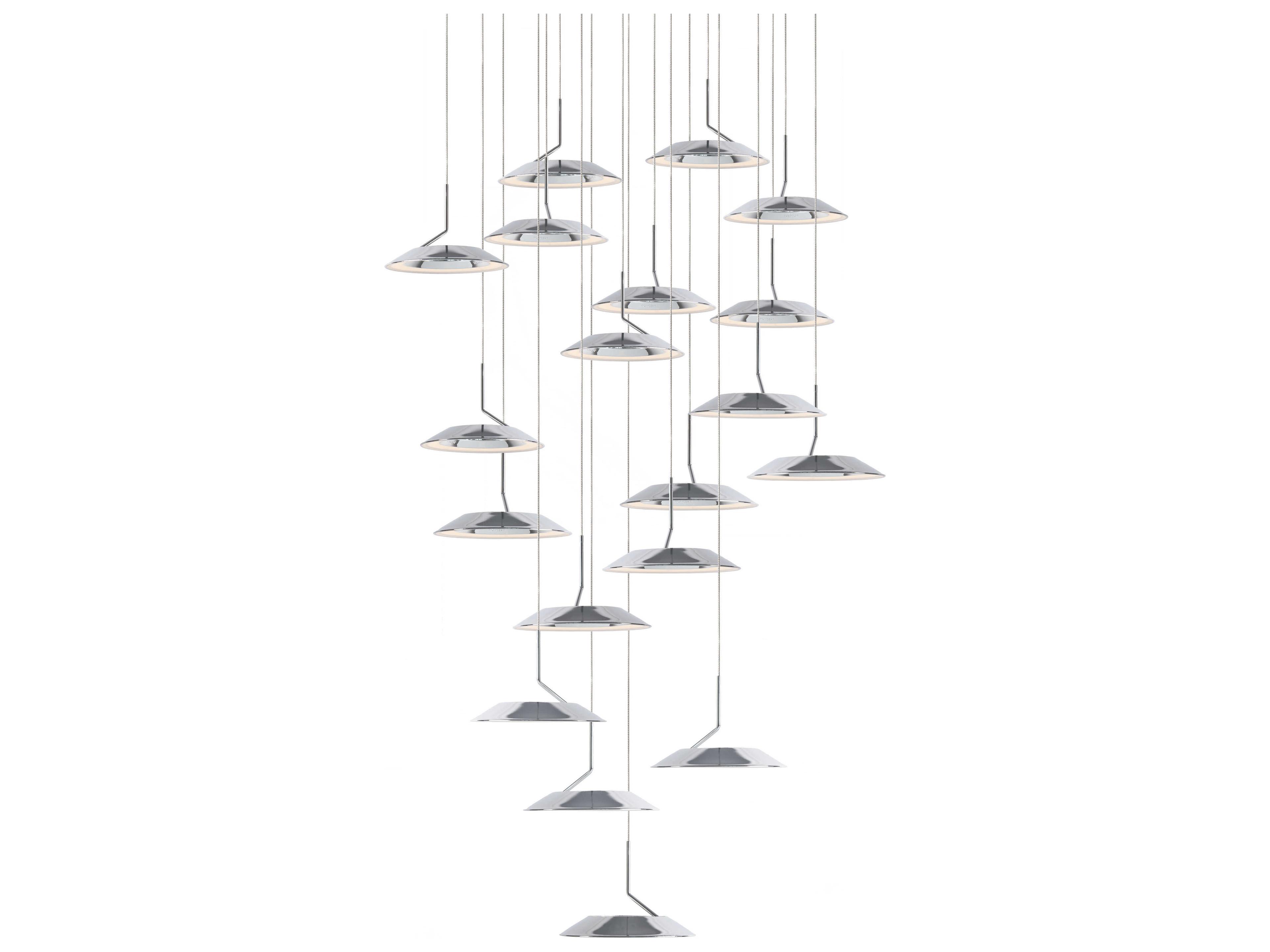 Koncept Royyo 19-Light Chrome Matte White LED Round Pendant