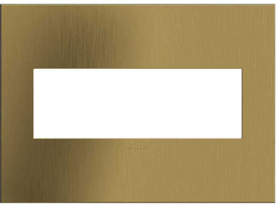 Legrand Cast Metals Brushed Satin Brass Three-Gang Wall Plate