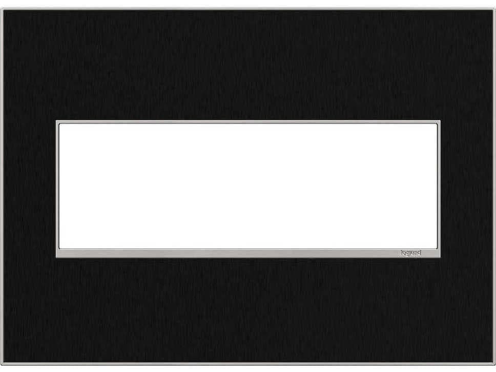 Legrand Real Materials Black Stainless Three-Gang Wall Plate