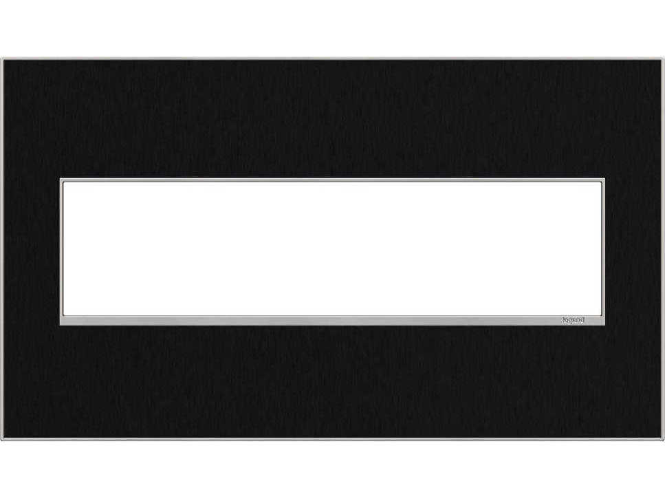 Legrand Real Materials Black Stainless Four-Gang Wall Plate