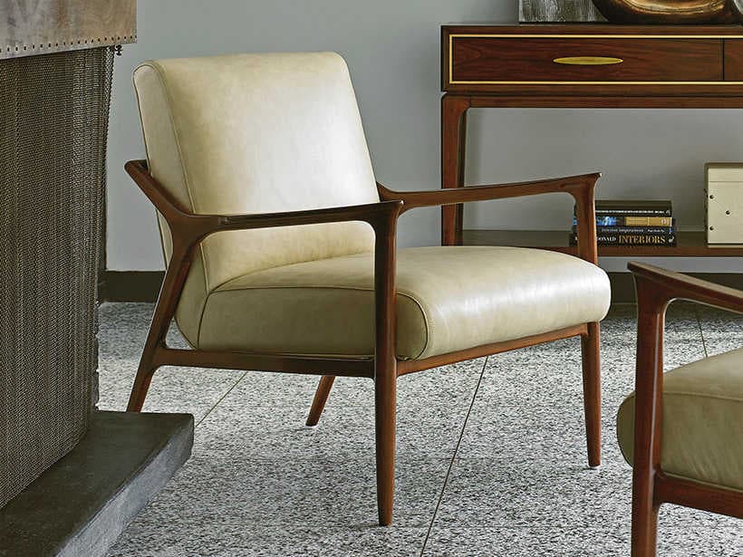 Lexington Leather Beige Accent Chair