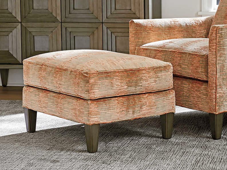 Lexington Ariana Misty Gray Orange Upholstered Ottoman
