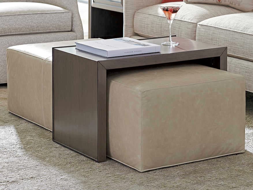 Lexington Ariana Beige Leather Ottoman