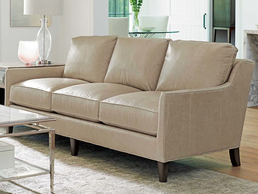 Lexington Ariana Misty Gray Beige Leather Sofa