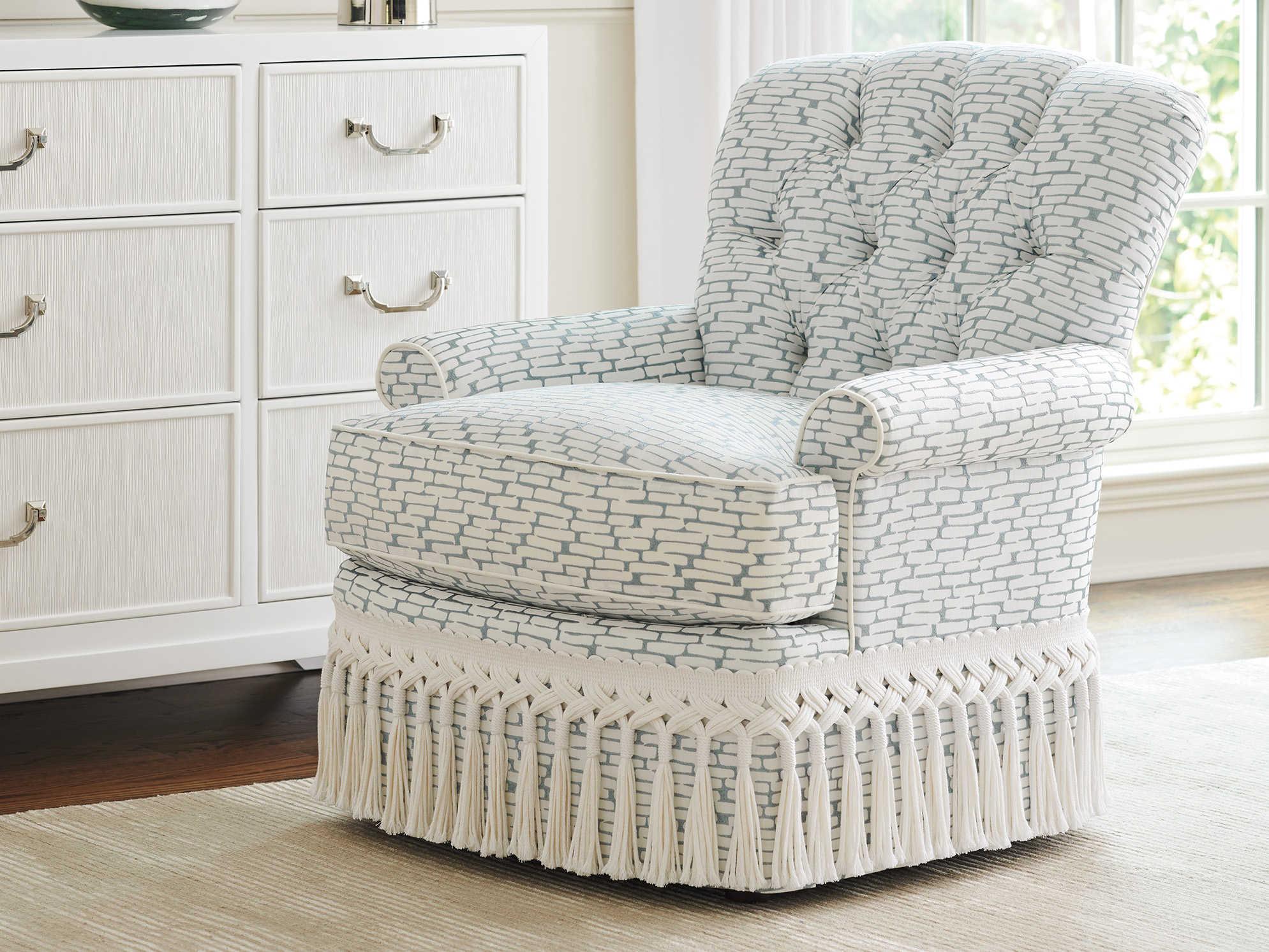Lexington Avondale Swivel White Fabric Accent Chair