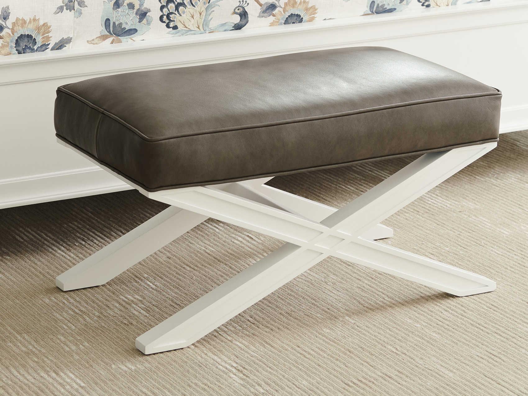 Lexington Avondale White Leather Ottoman