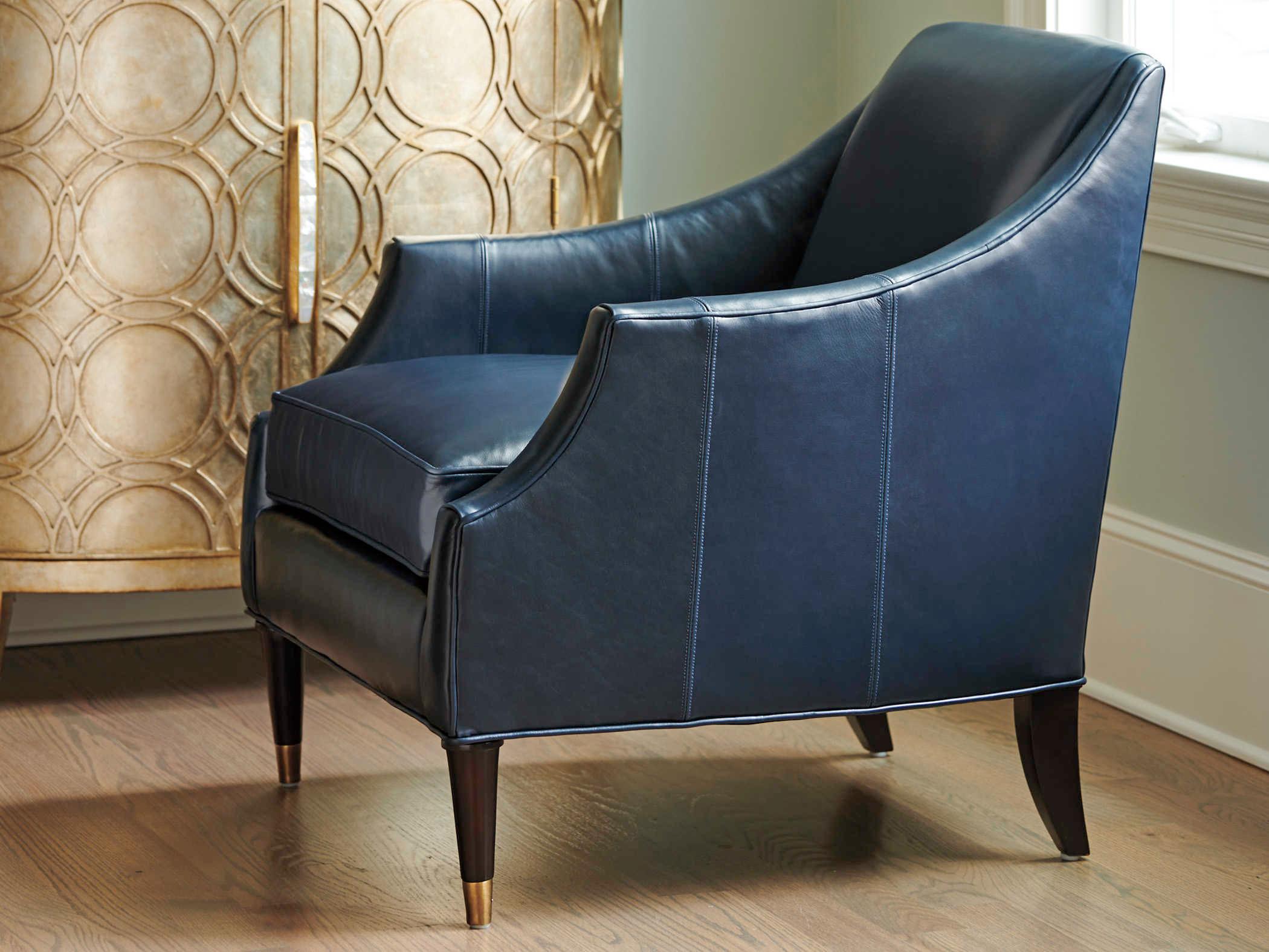 Lexington Carlyle Blue Leather Accent Chair