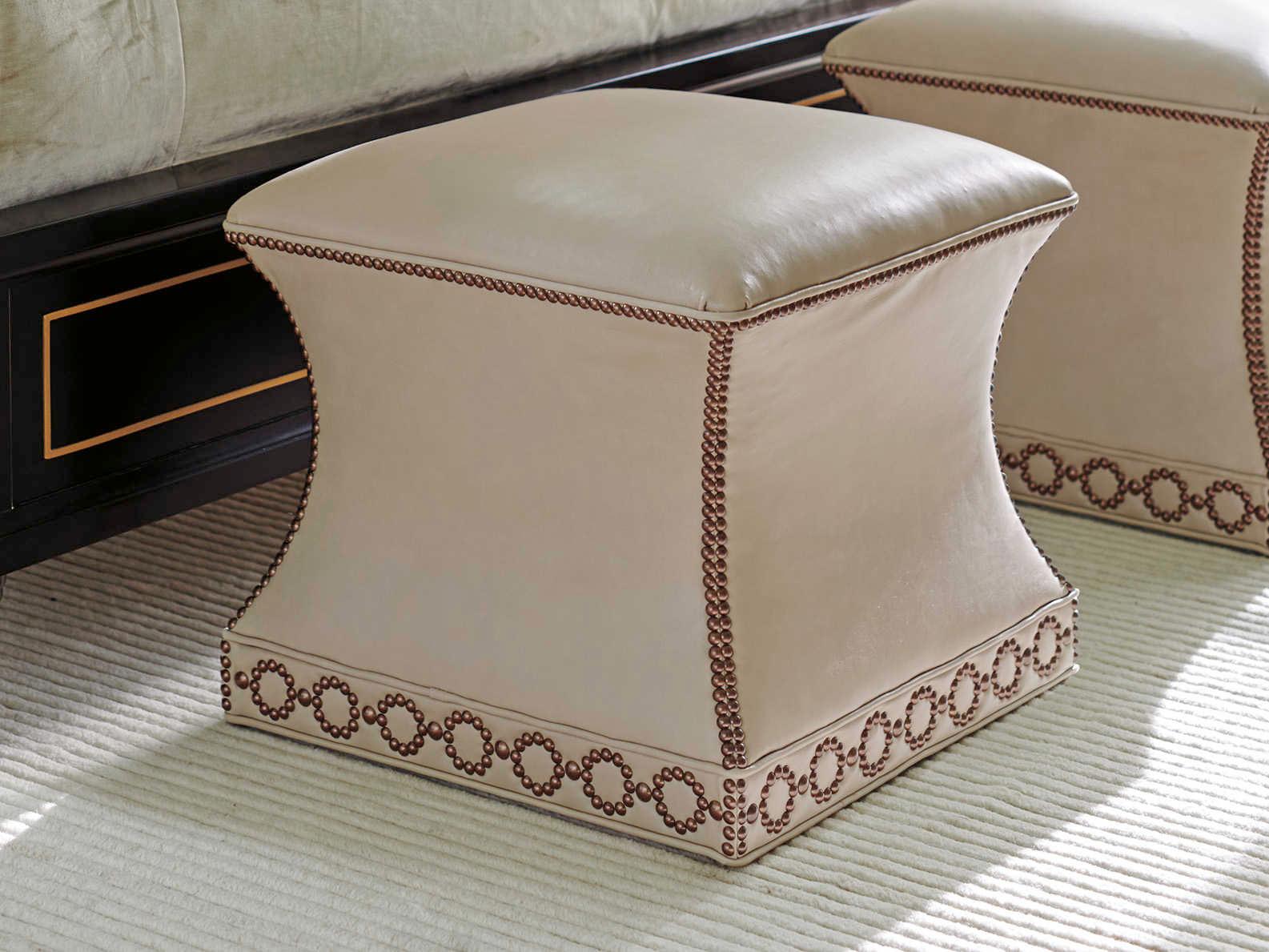 Lexington Carlyle Beige Leather Ottoman