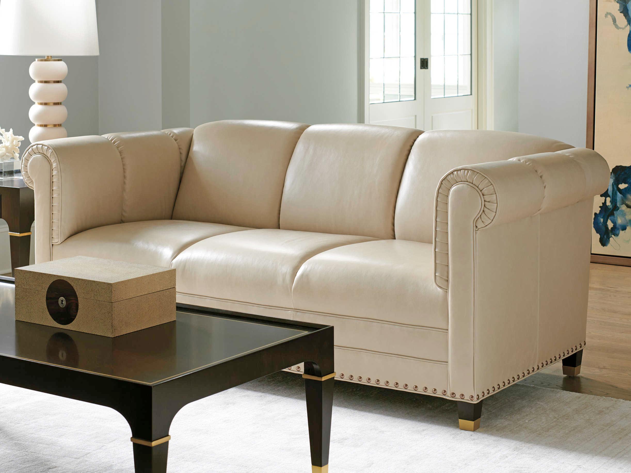 Lexington Carlyle Norwalk Beige Leather Sofa