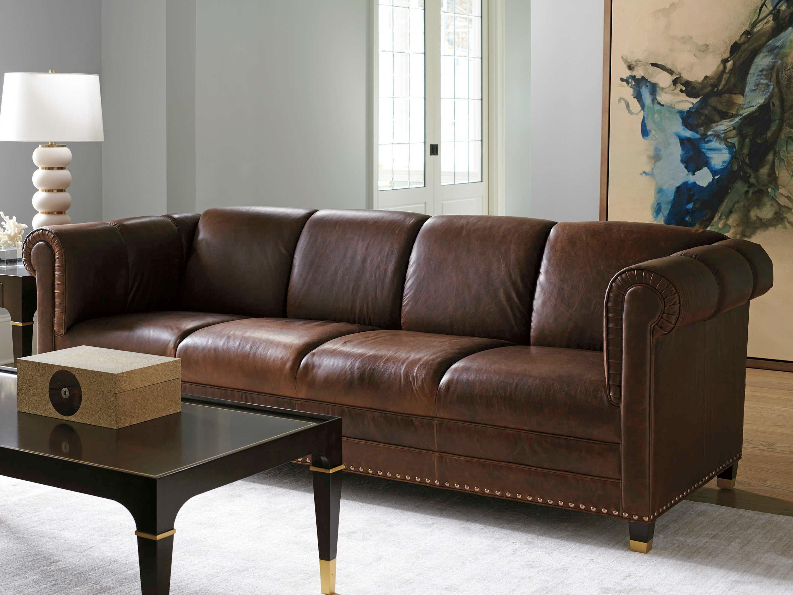 Lexington Carlyle Norwalk Brown Leather Sofa