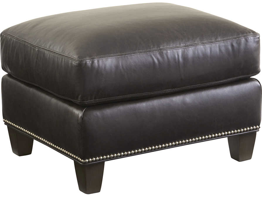 Lexington Carrera Misty Gray Brown Leather Ottoman