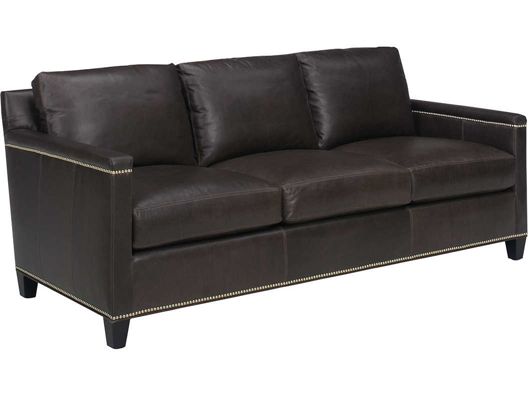Lexington Carrera Misty Gray Brown Leather Sofa
