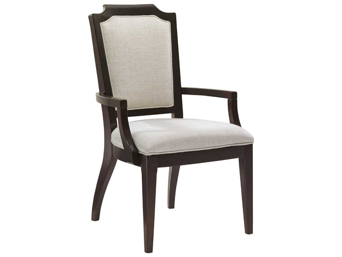 Lexington Kensington Place Mahogany Wood Brown Upholstered Arm Dining Chair