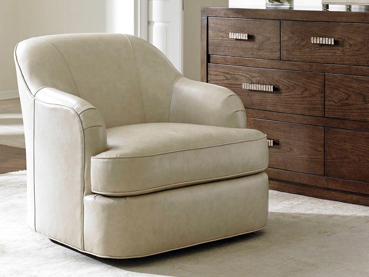 Lexington Laurel Canyon Swivel Beige Leather Accent Chair