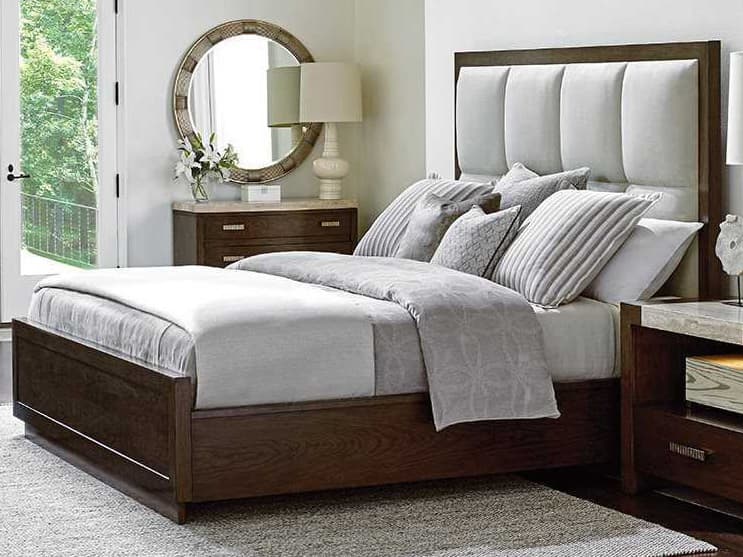Lexington Laurel Canyon Beige Solid Wood Upholstered Queen Panel Bed