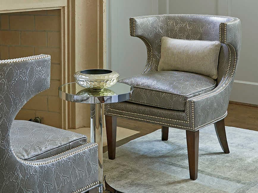 Lexington Macarthur Park Gray Leather Accent Chair