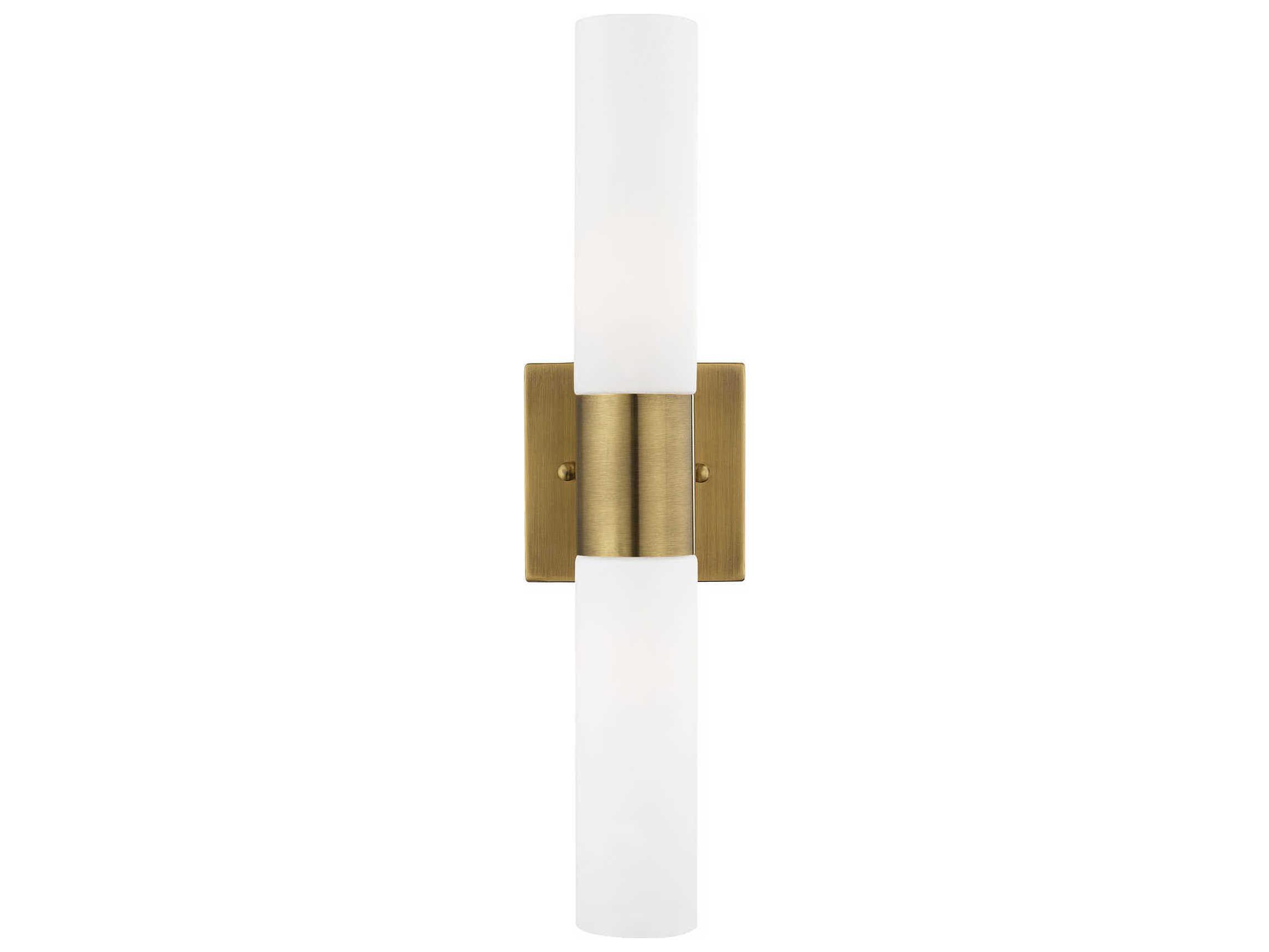 Livex Lighting Aero 2-Light Antique Brass Glass Wall Sconce