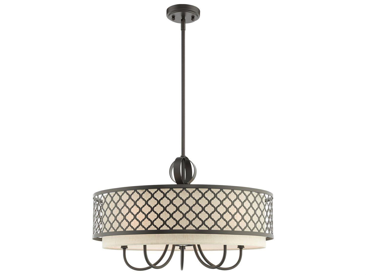 Livex Lighting Arabesque 6-Light English Bronze Candelabra Drum Round Chandelier