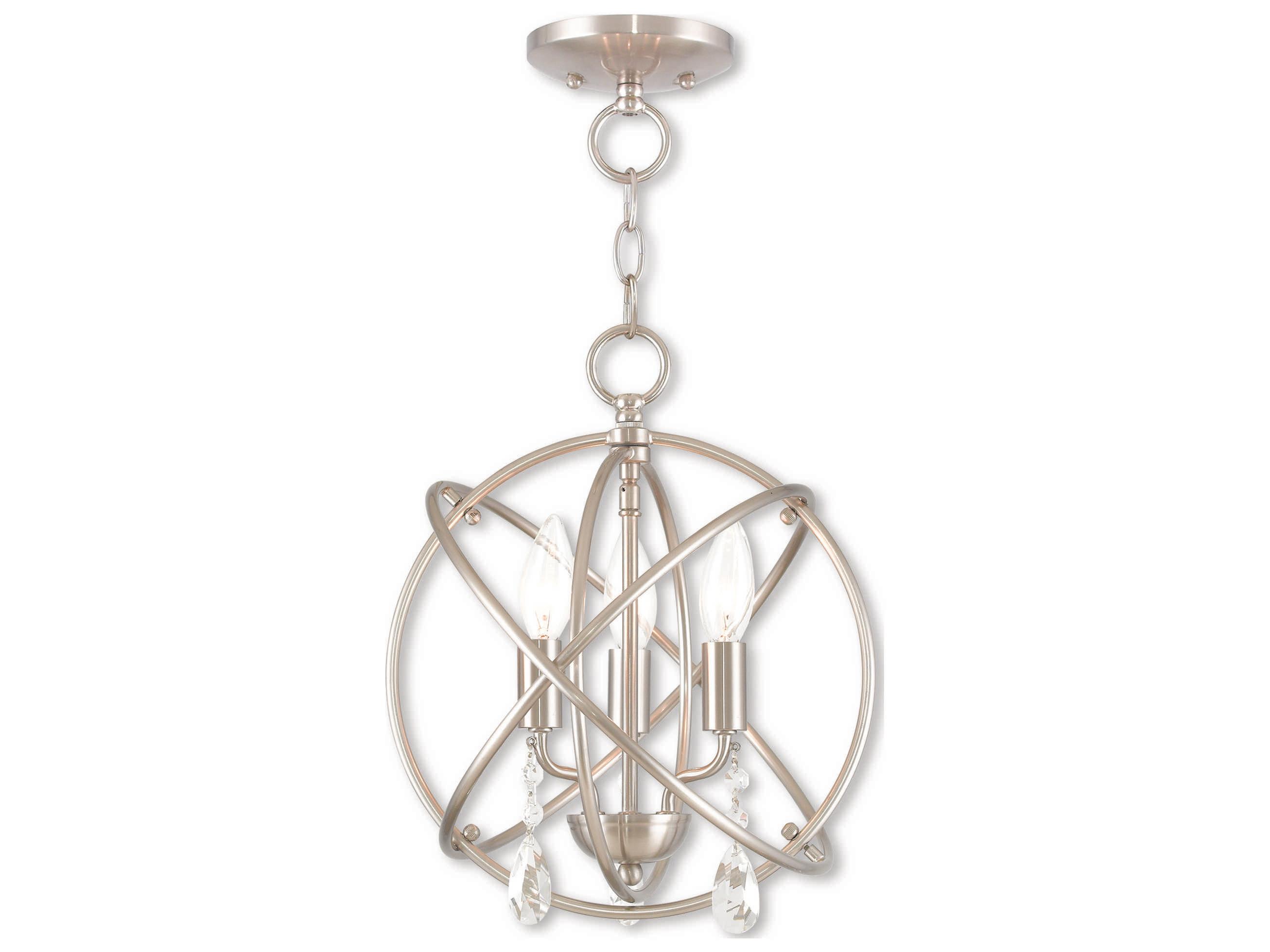 Livex Lighting Aria 3-Light Brushed Nickel Crystal Candelabra Globe Chandelier