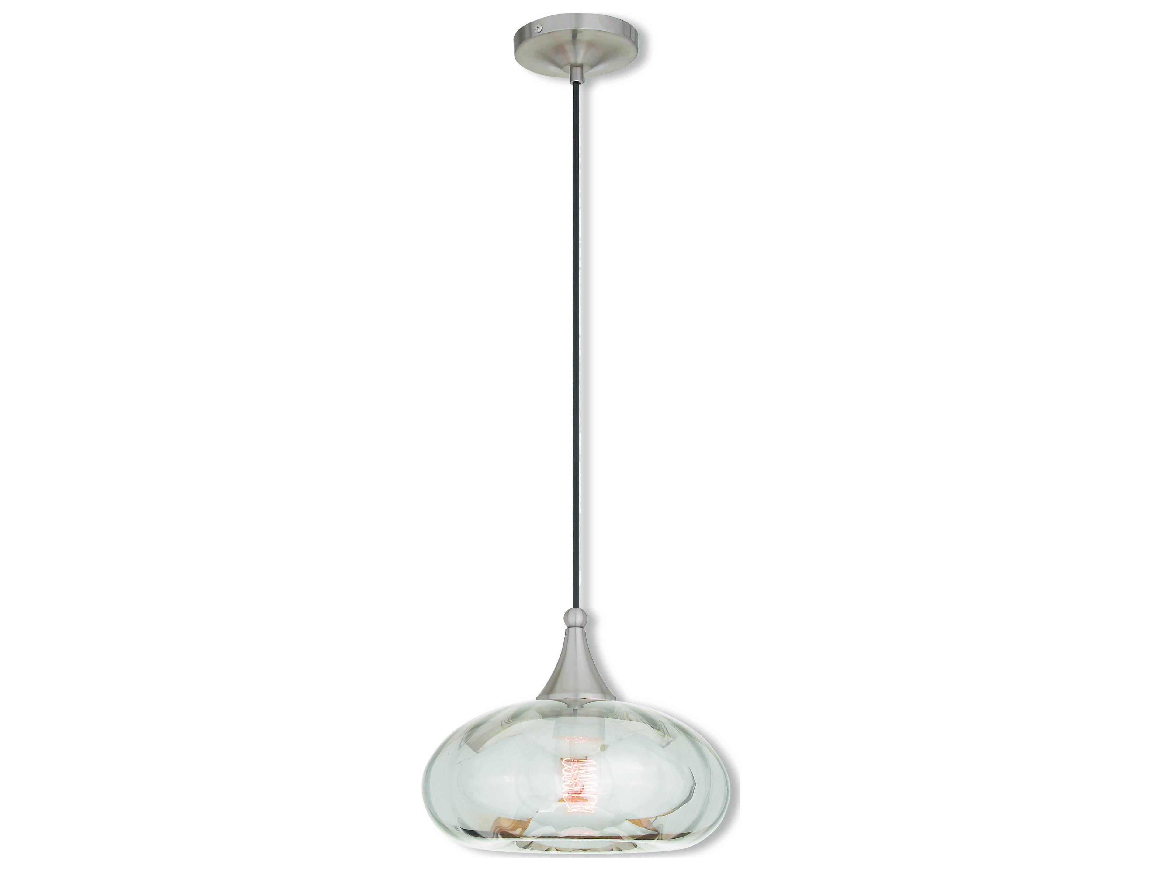 Livex Lighting Art Glass 1-Light Brushed Nickel Round Mini Pendant