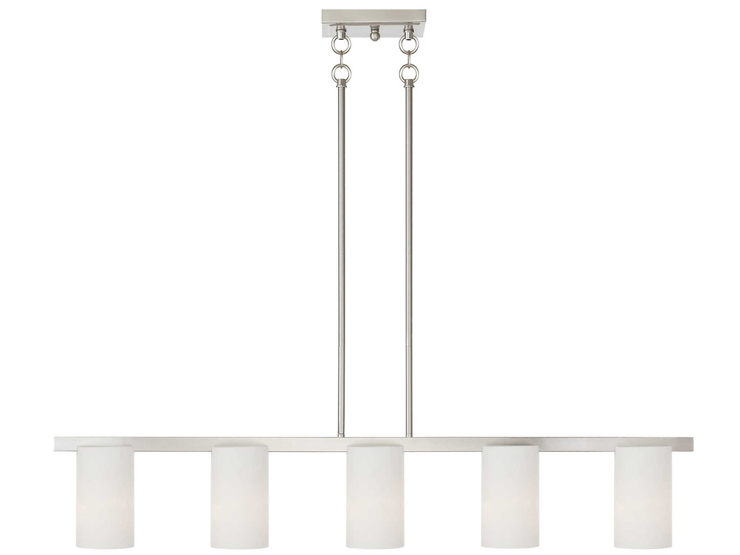 Livex Lighting Astoria 5-Light Brushed Nickel Glass Cylinder Linear Island Pendant