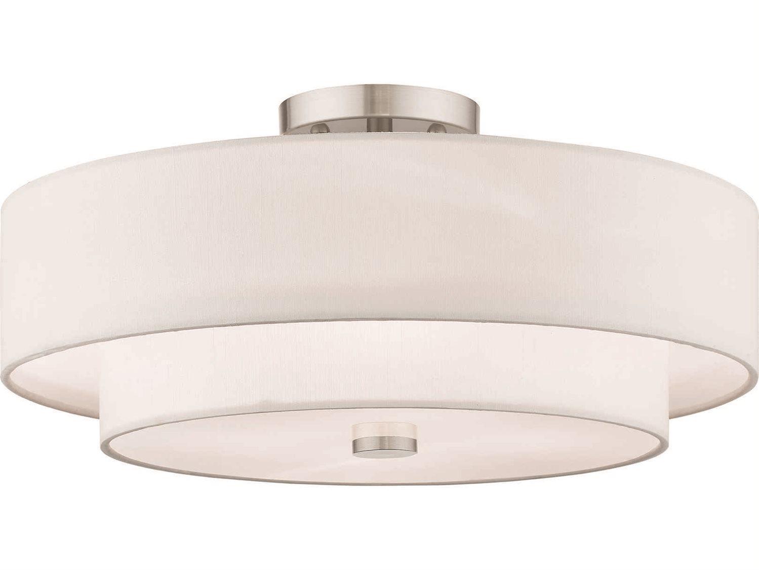 Livex Lighting Claremont 4-Light Brushed Nickel Cylinder Round Semi Flush Mount