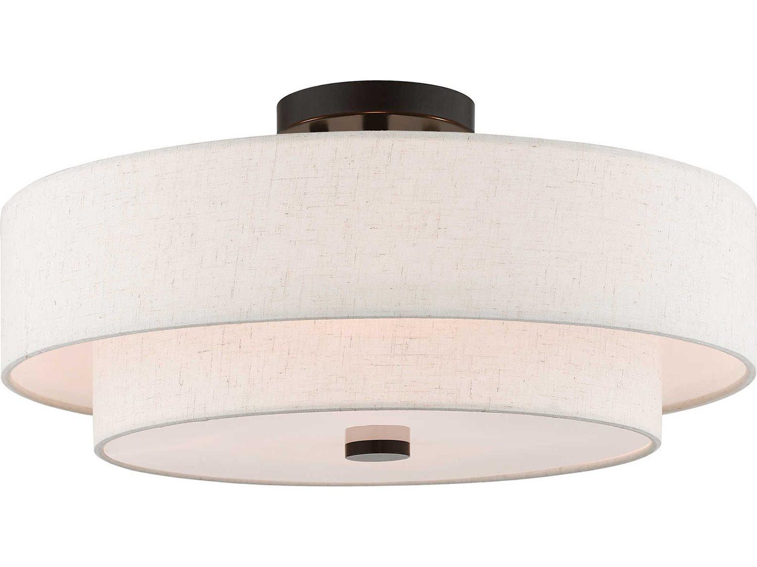 Livex Lighting Claremont 4-Light English Bronze Drum Round Semi Flush Mount