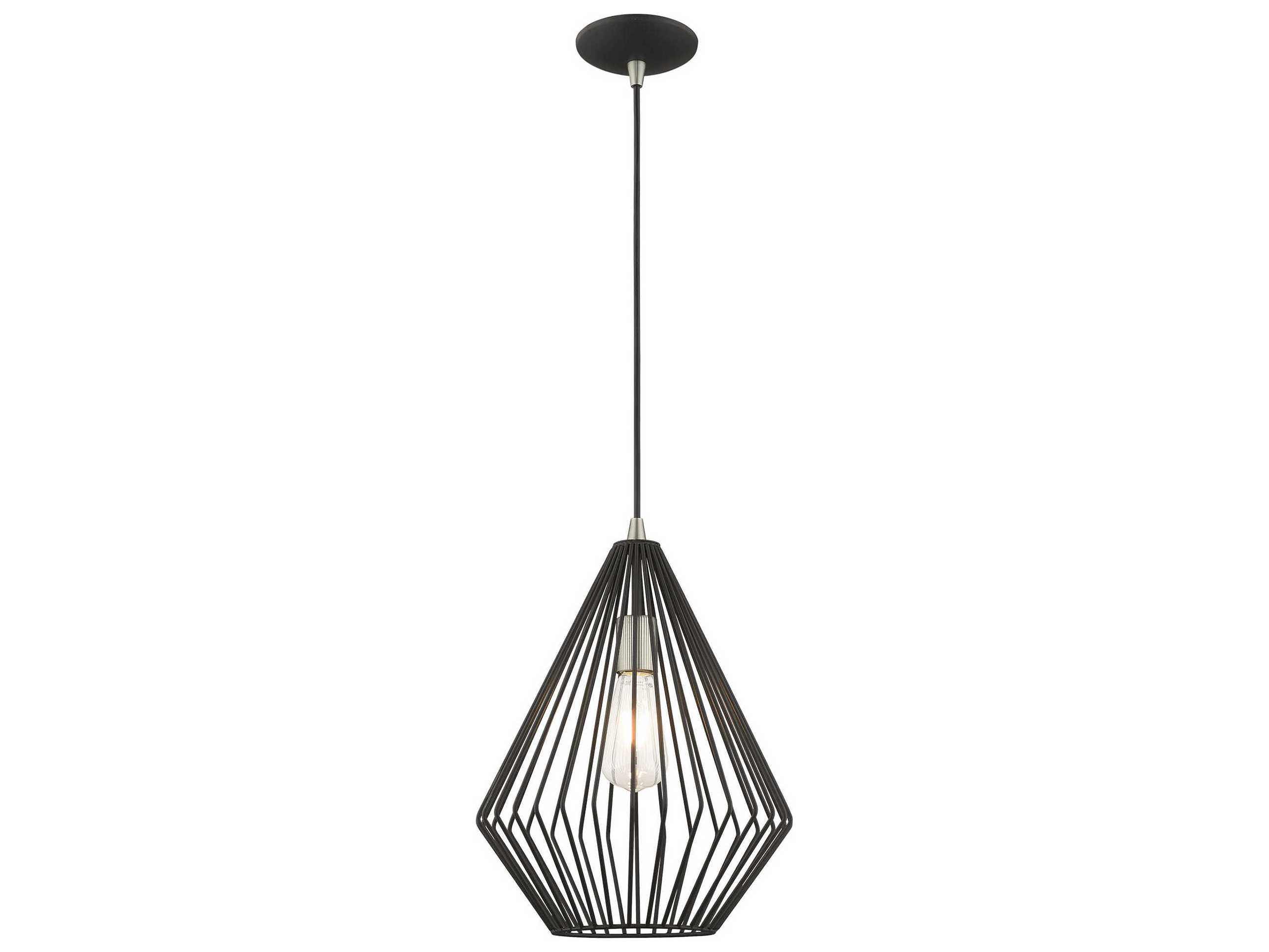 Livex Lighting Geometric 1-Light Black Mini Pendant