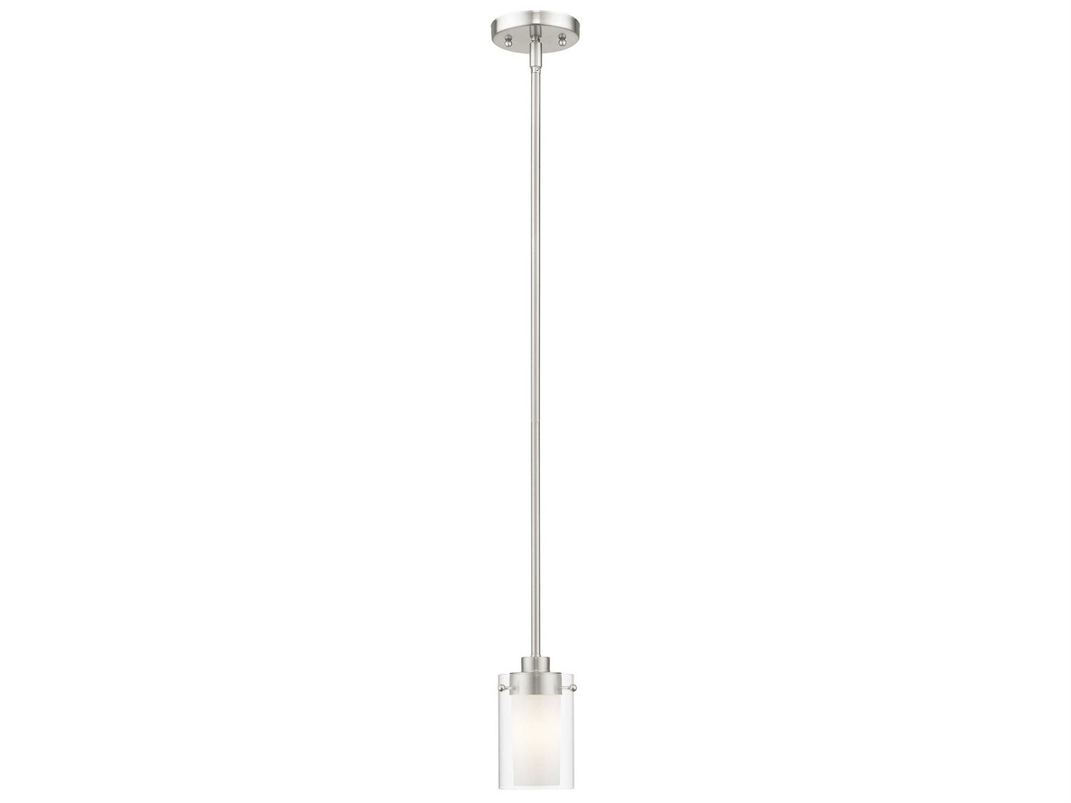 Livex Lighting Manhattan 1-Light Brushed Nickel Glass Cylinder Mini Pendant