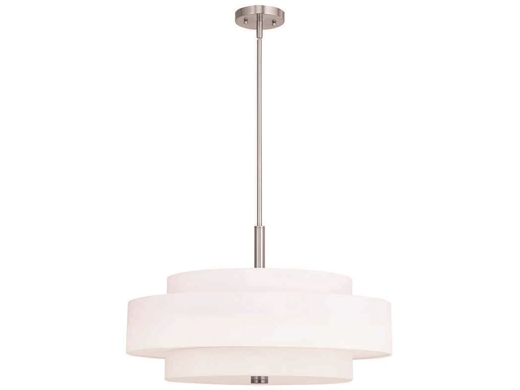 Livex Lighting Meridian 5-Light Brushed Nickel Cylinder Drum Pendant