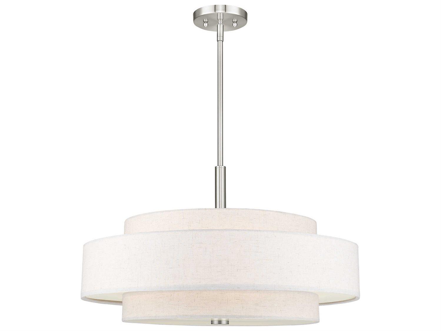 Livex Lighting Meridian 5-Light Brushed Nickel Cylinder Drum Pendant
