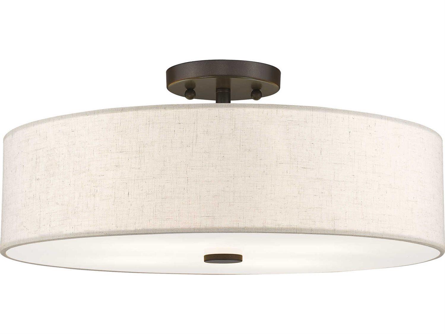 Livex Lighting Meridian 4-Light English Bronze Drum Round Semi Flush Mount
