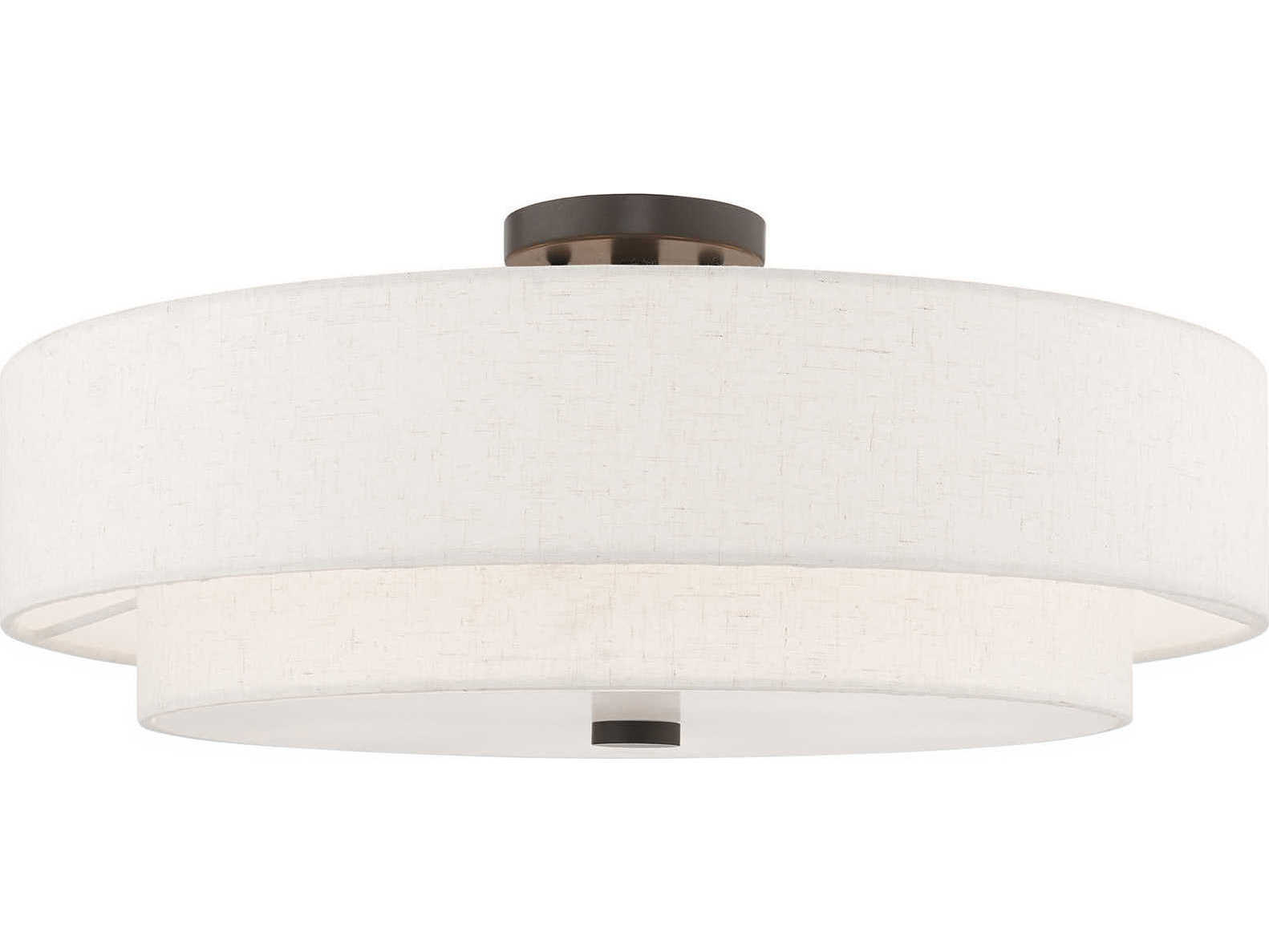 Livex Lighting Meridian English Bronze Drum Round Semi Flush Mount