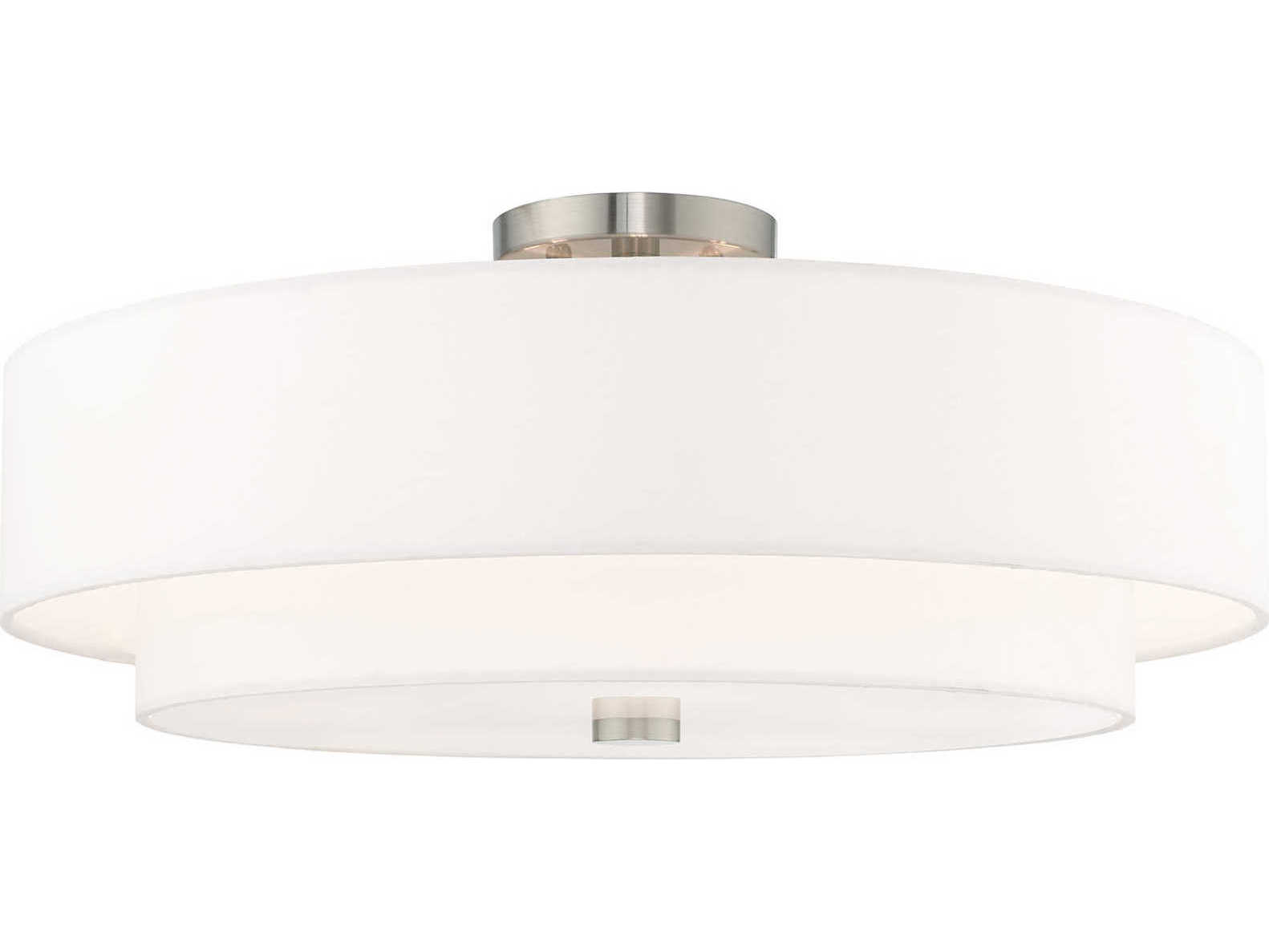 Livex Lighting Meridian Brushed Nickel Drum Round Semi Flush Mount