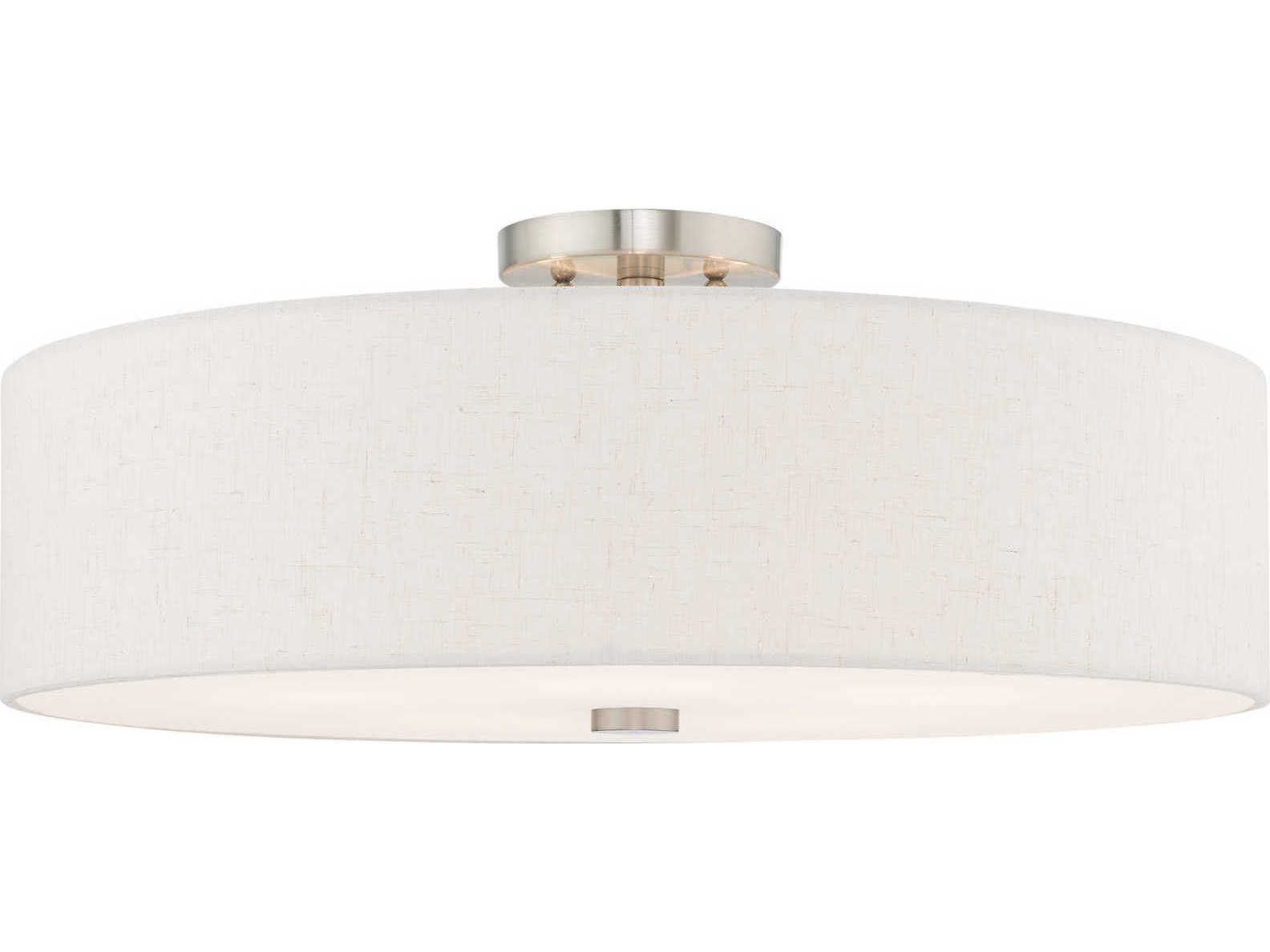 Livex Lighting Meridian Brushed Nickel Drum Round Semi Flush Mount