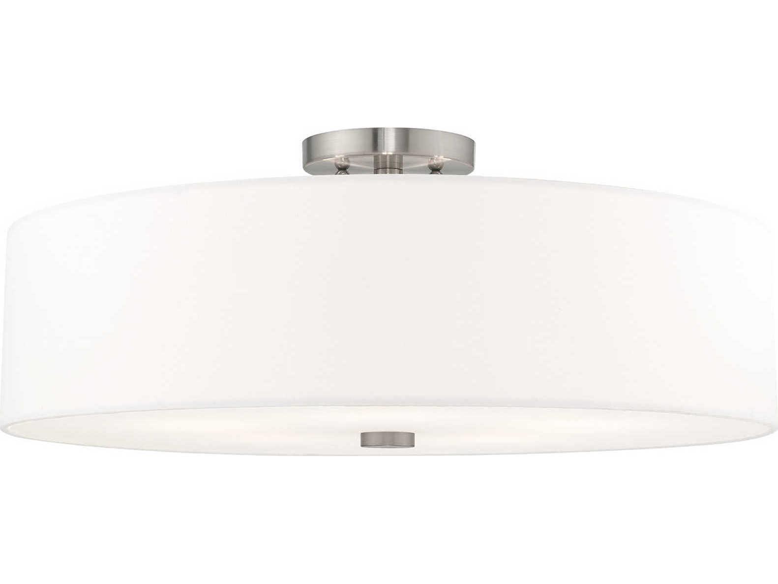 Livex Lighting Meridian Brushed Nickel Drum Round Semi Flush Mount