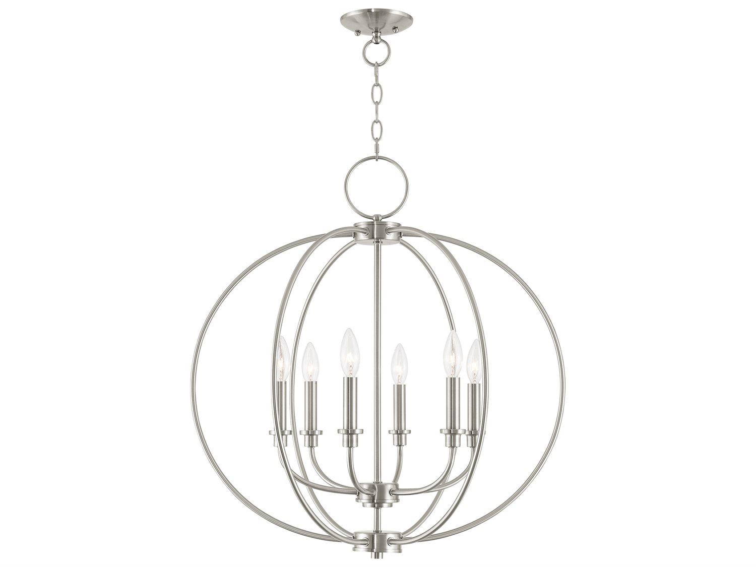 Livex Lighting Milania 6-Light Brushed Nickel Candelabra Round Chandelier
