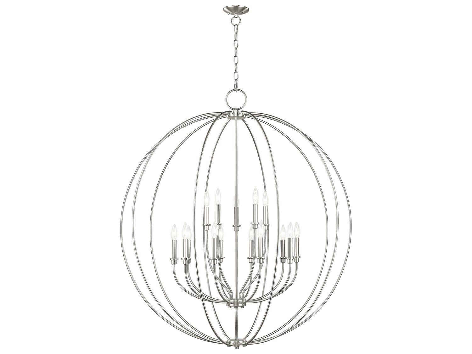 Livex Lighting Milania 15-Light Brushed Nickel Candelabra Round Chandelier