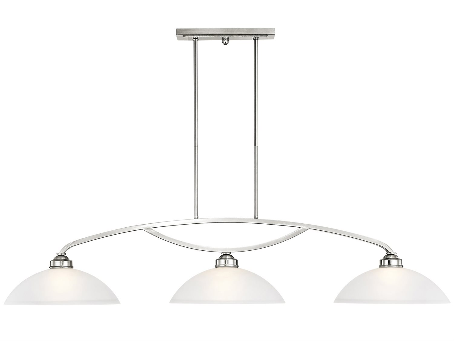 Livex Lighting Somerset 3-Light Brushed Nickel Glass Bowl Dome Island Pendant