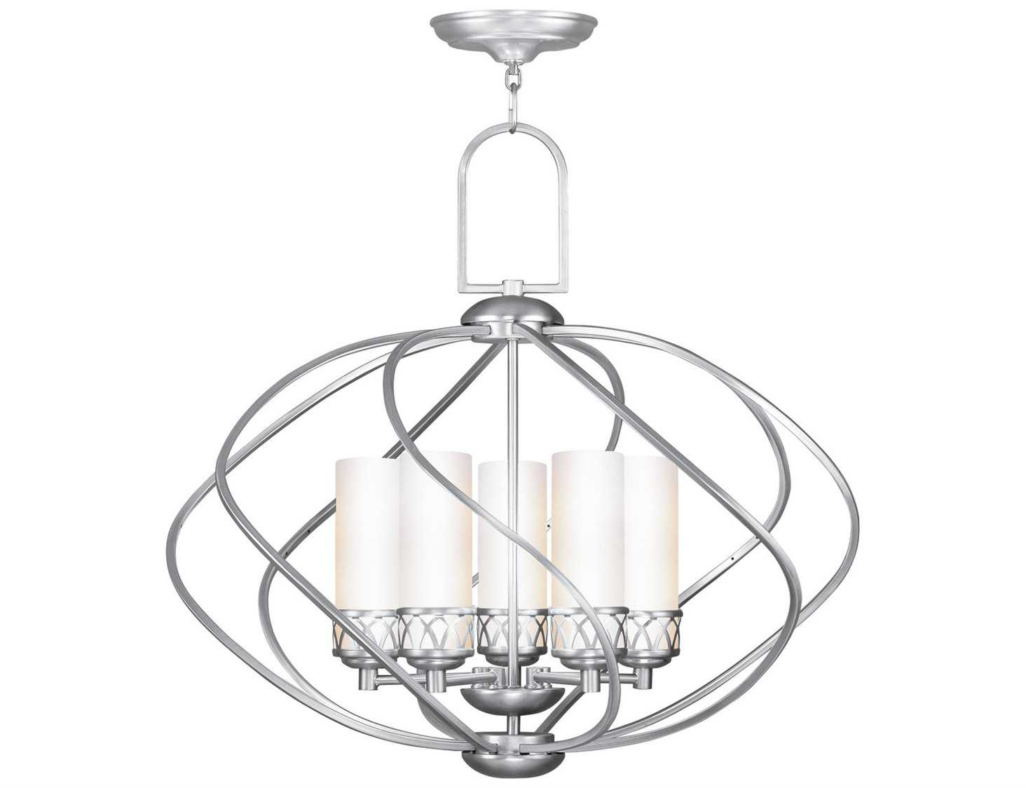Livex Lighting Westfield 5-Light Brushed Nickel Glass Cylinder Chandelier