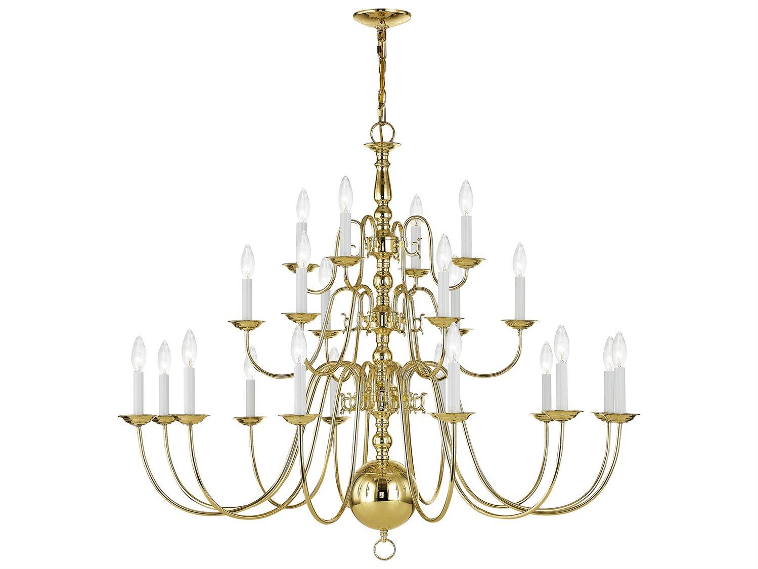Livex Lighting Williamsburgh 22-Light Polished Brass Candelabra Chandelier