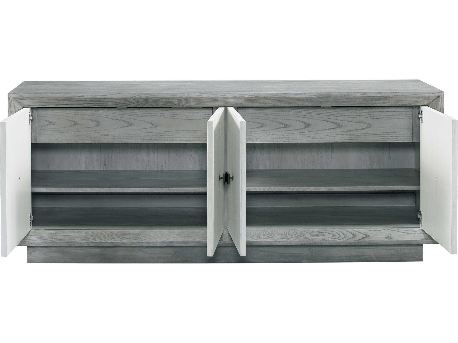 Lillian August Workshop Alastair 80" Ash Wood Mineral Washed Linen Bronze Sideboard