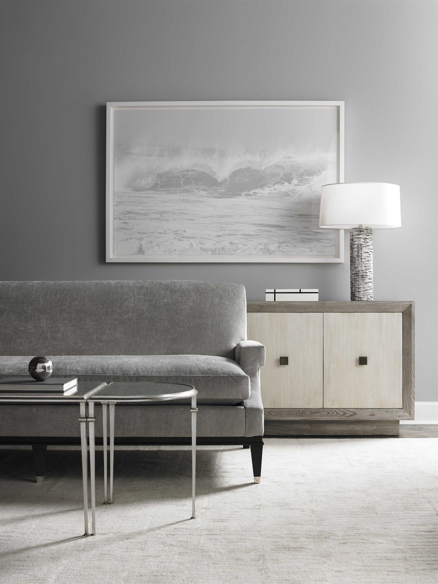 Lillian August Workshop Alastair 80" Ash Wood Mineral Washed Linen Bronze Sideboard