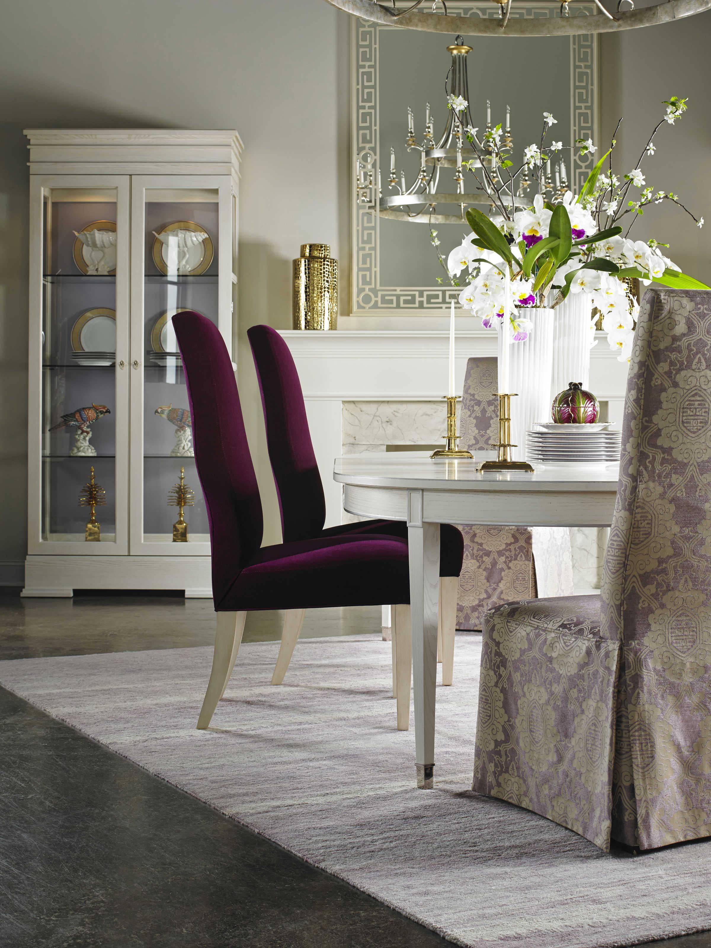 Lillian August Upholstery Clarkson Walnut Wood Purple Upholstered Side Dining Chair