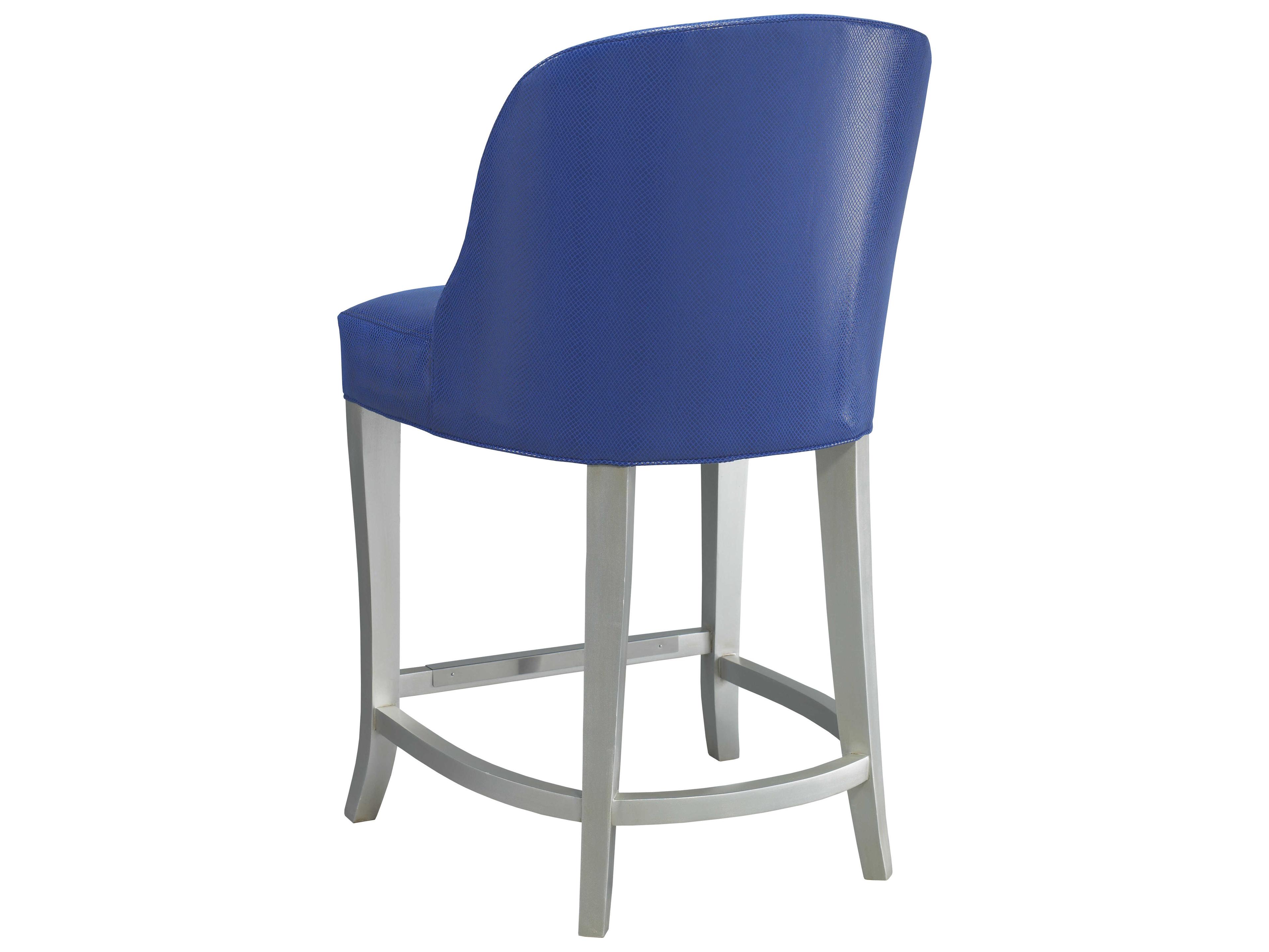Lillian August Upholstery Elsa Leather Pitton Navy Sterling Counter Stool