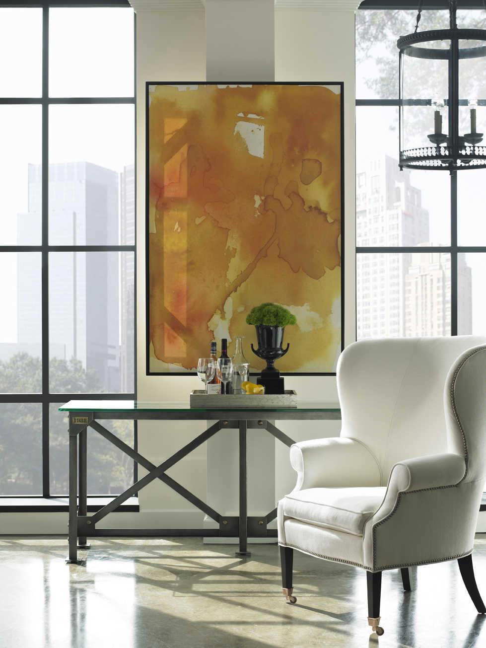 Lillian August Upholstery Preston Rolling Fabric Accent Chair